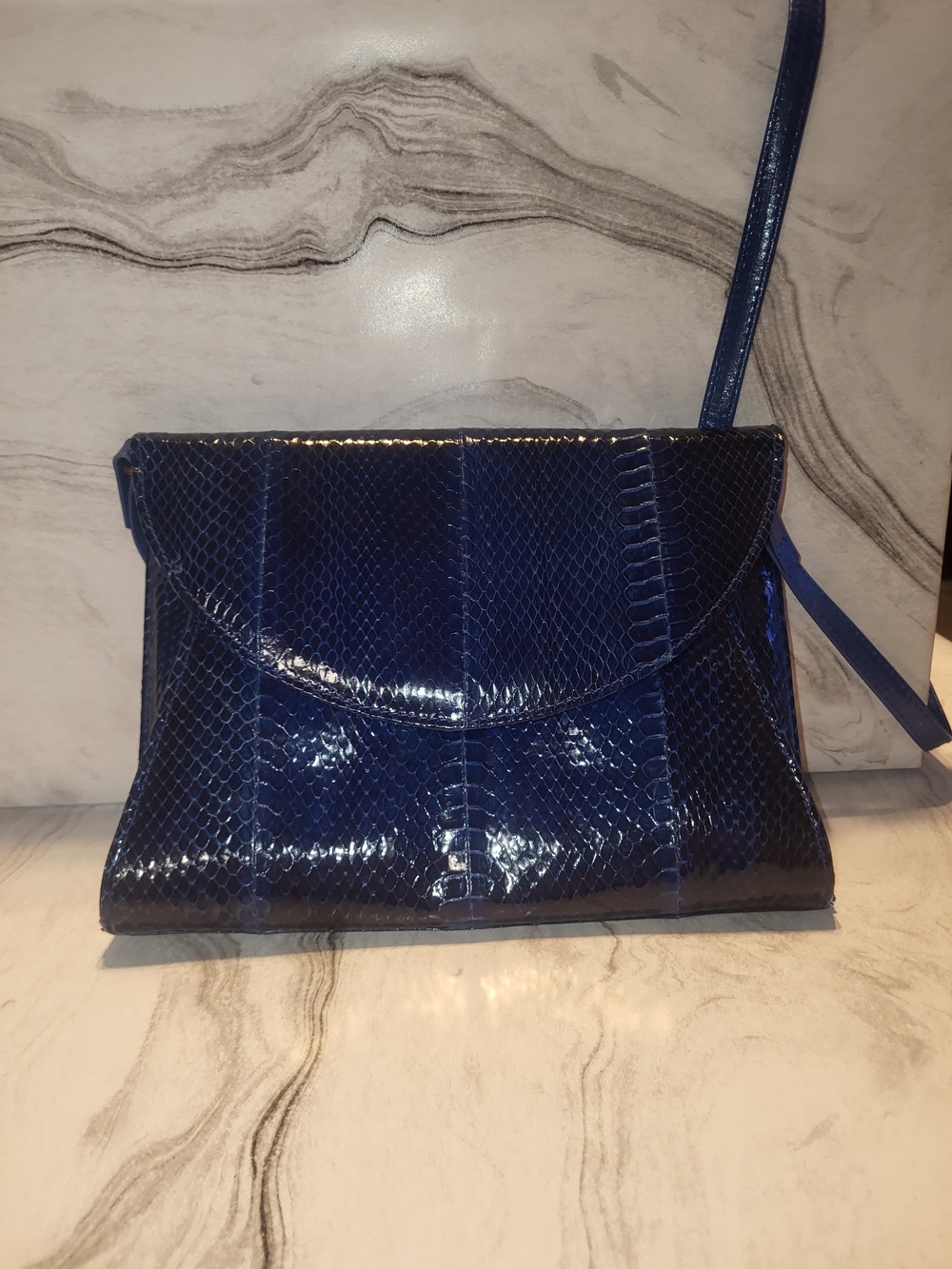 J.Renee Blue Genuine Snakeskin Crossbody Bag